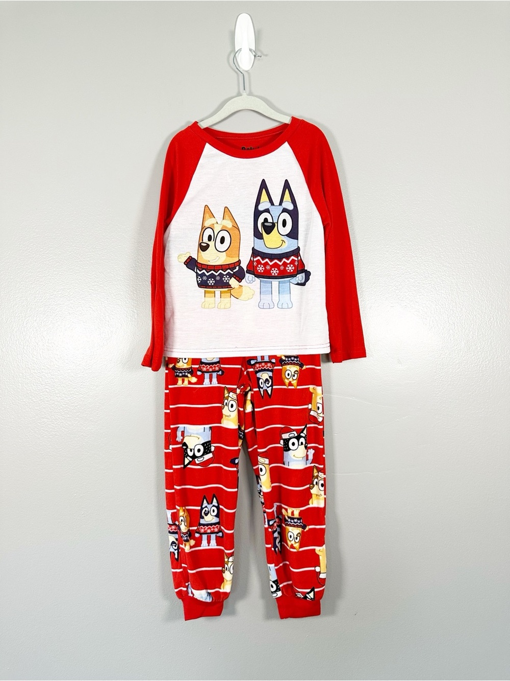 Bluey Christmas Family Matching Pajamas Set Kids Size 6 Red Two-Piece